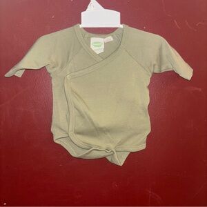 Olive Green Parade Long Sleeve Kimono Onesie size 3/6 months